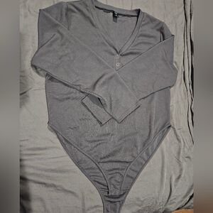 SHEIN Charcoal Buttoned Bodysuit